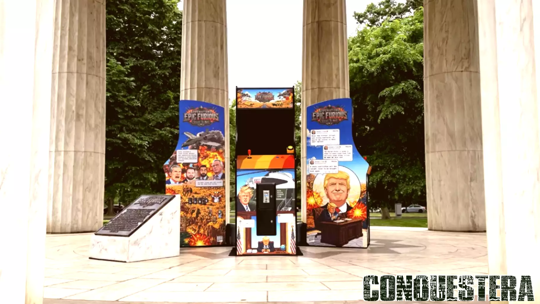 Iran war video games placed at DC War Memorial by Secret Handshake